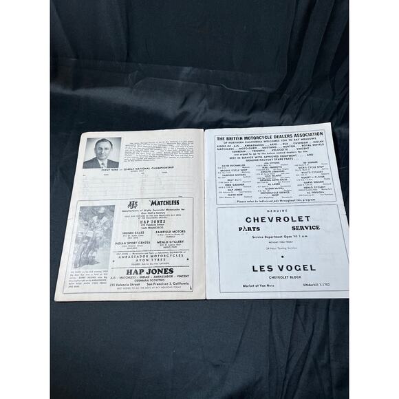 NATIONAL CHAMPIONSHIP MOTORCYCLE RACES SAN MATEO CALIFORNIA 1952 VINTAGE BOOK - Picture 12 of 12